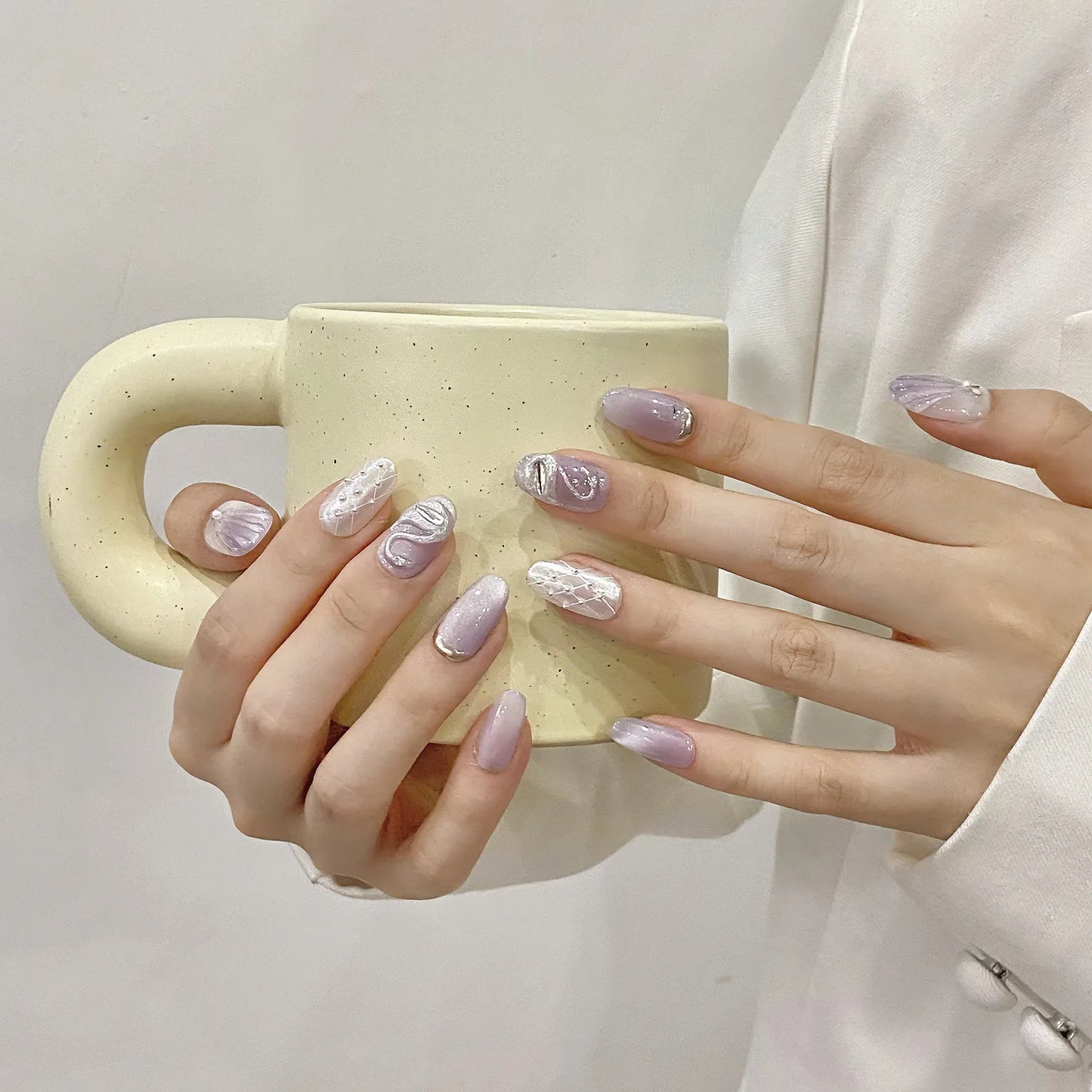 High Quality Press on Nails Cat Eye Removable False Nails ABS Gel Nail