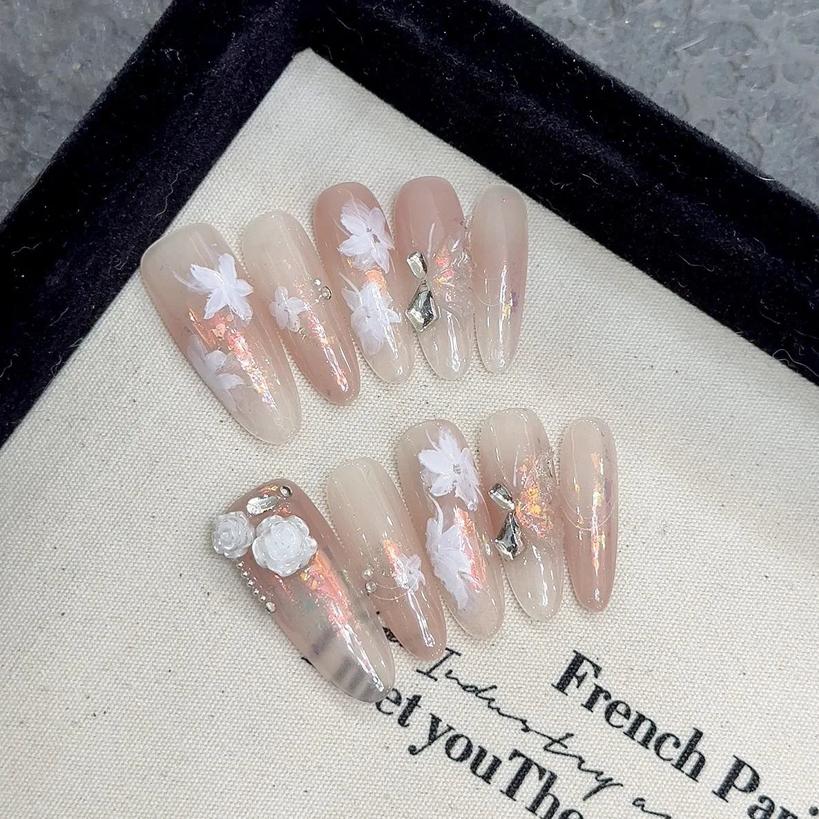 Butterfly Press on Nails armor Hand Painted Flowers INS Stick on Nails