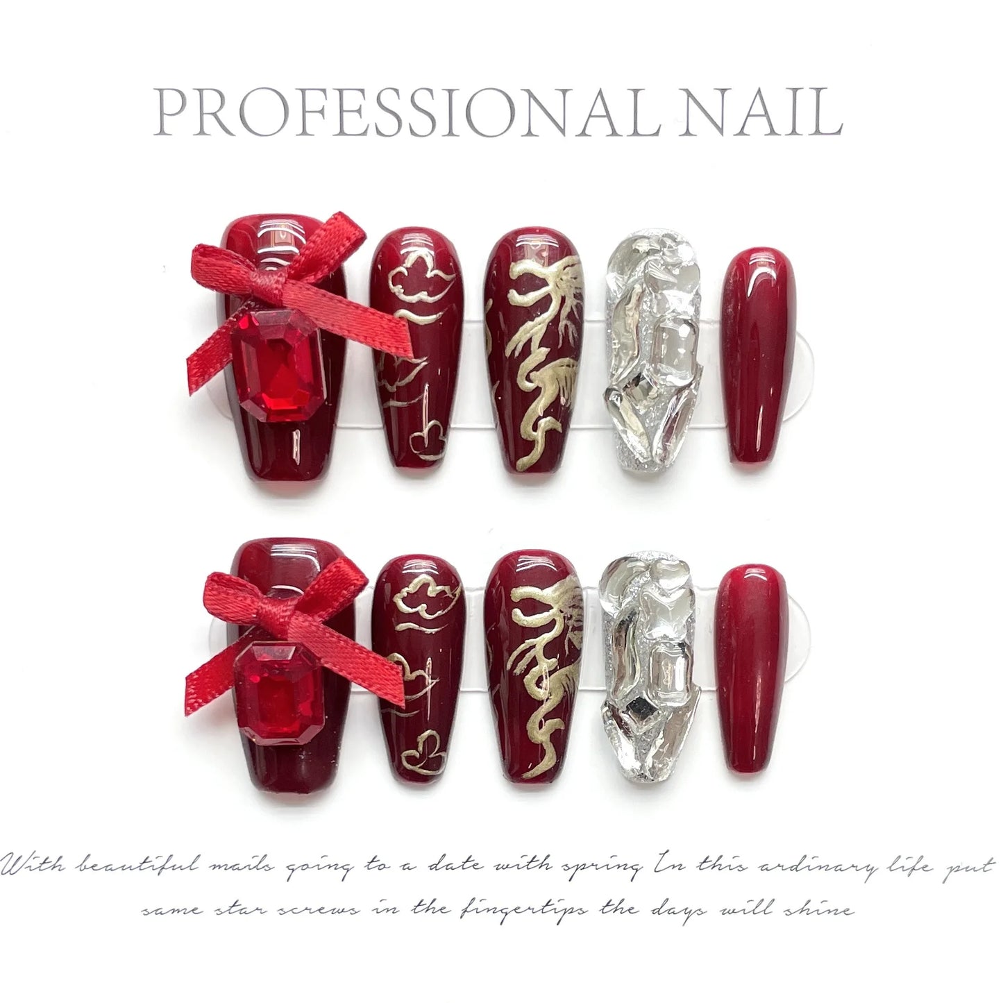 Nuevos estilos de uñas postizas para mujer con diamantes de imitación para una cobertura completa de las uñas acrílicas.