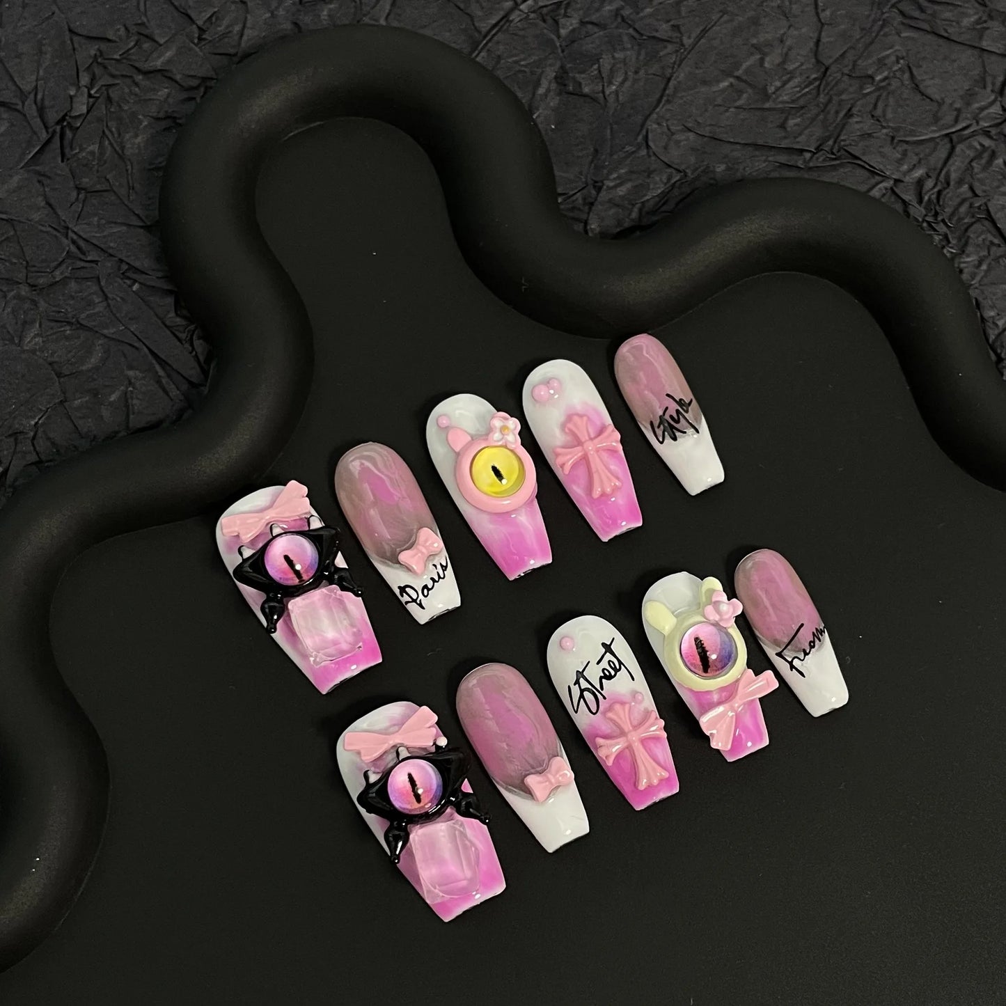 Uñas postizas de alta calidad, longitud media, cobertura total, lujosas, hechas a mano, con diamantes, para usar.