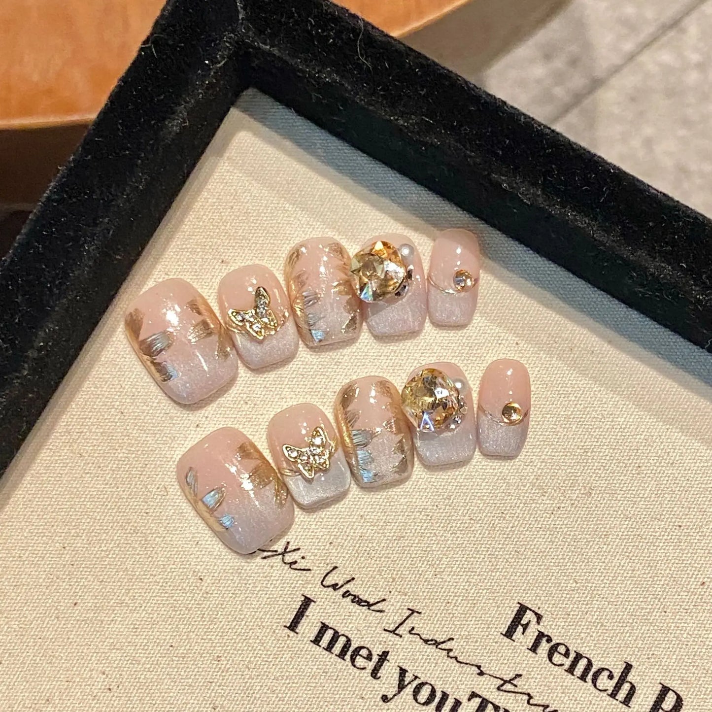 Uñas postizas de gel estilo ataúd de bailarina de lujo de alta calidad, cobertura total, hechas a mano.