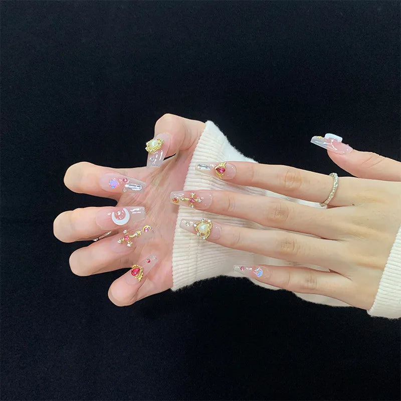 Transparent Full Cover Sailor Moon Artificial Nails Love Soft Gel Press on Nails