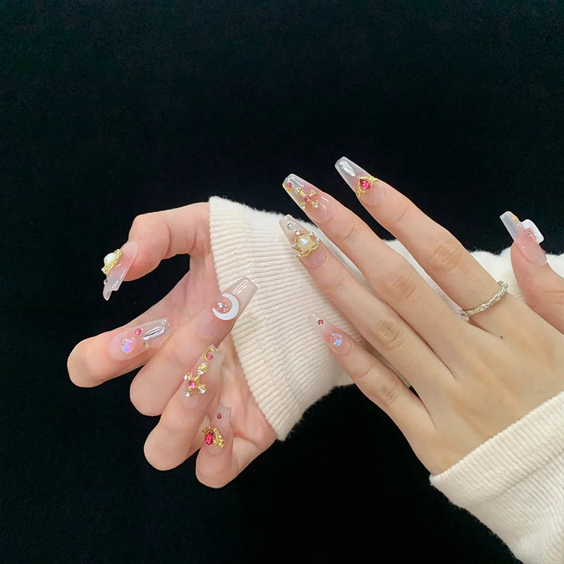 Transparent Full Cover Sailor Moon Artificial Nails Love Soft Gel Press on Nails