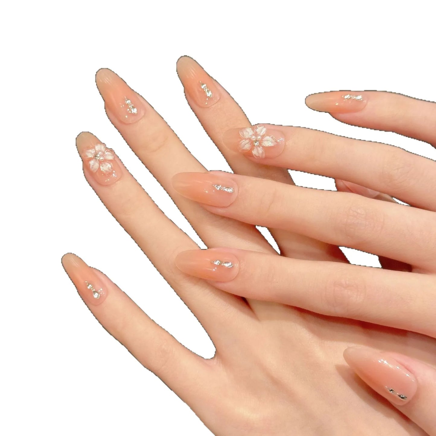Calcomanías de uñas postizas desmontables talladas en 3D hechas a mano de moda