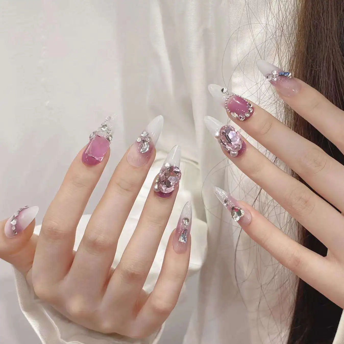 Nuevo estilo hecho a mano con diferentes formas artificiales para salón de uñas, cubierta completa extraíble ABS, puntas para uñas a presión