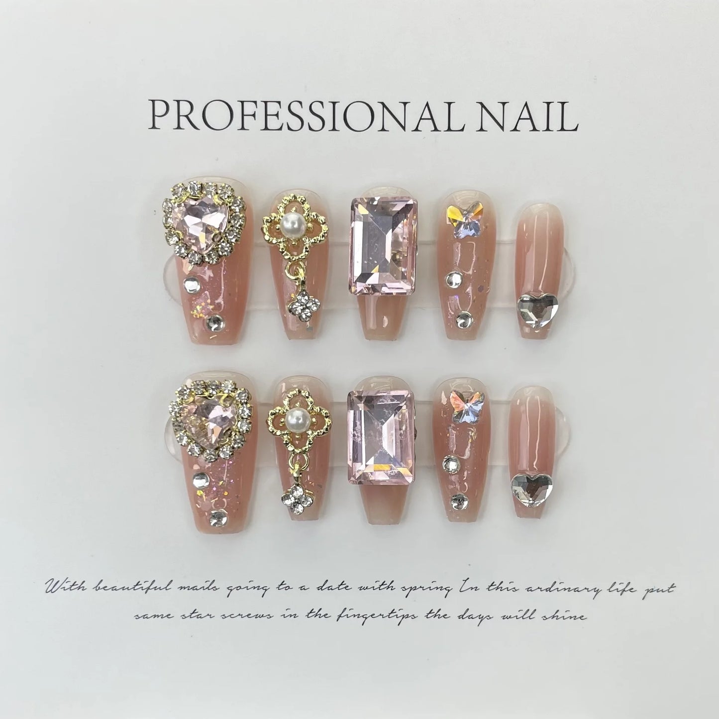 Calcomanías cuadradas de moda para uñas 3D, populares, con pegamento para aplicar en los dedos, juego de uñas postizas