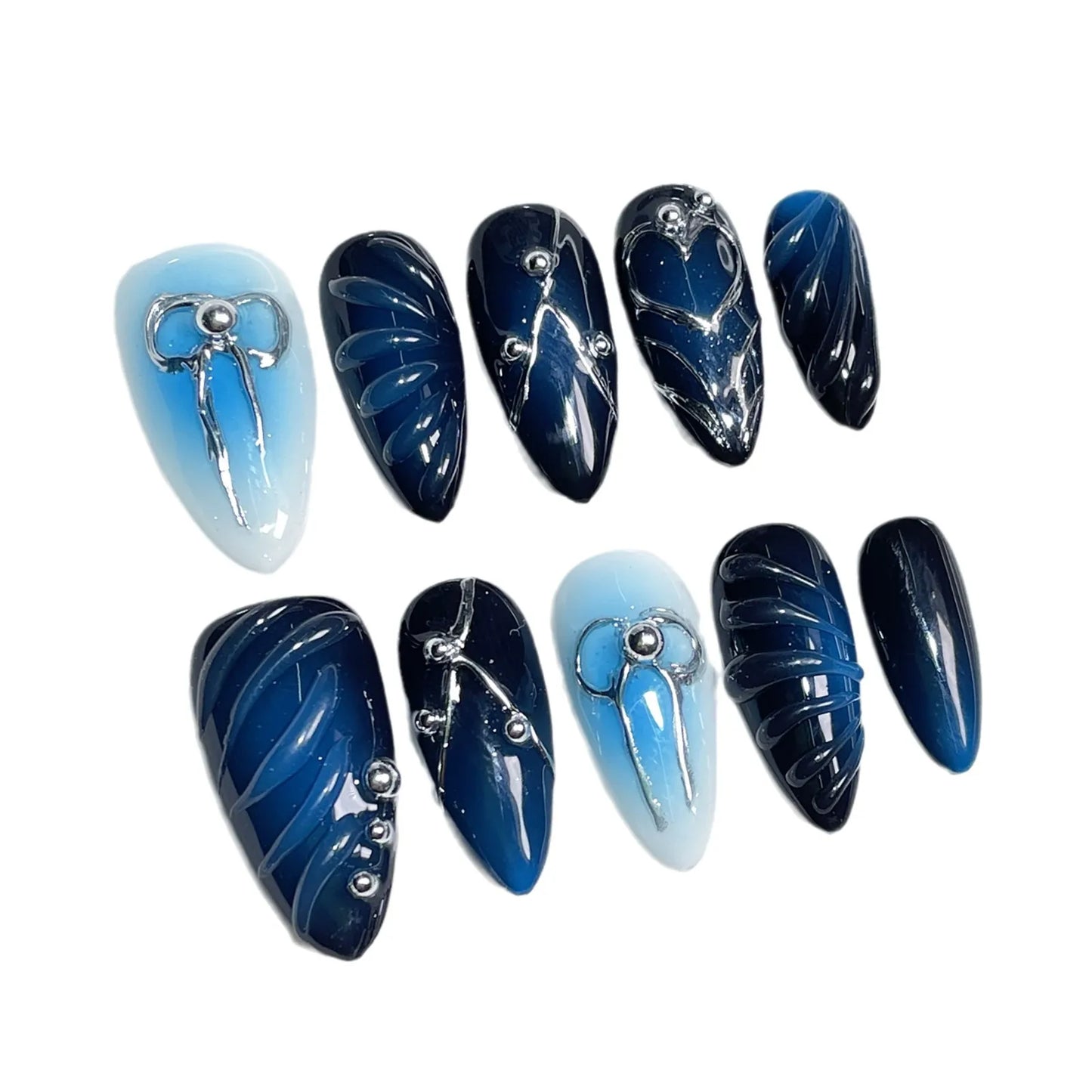Uñas usables hechas a mano, dulces y frescas, uñas de chica sexy pintadas a mano con relieve ruborizado