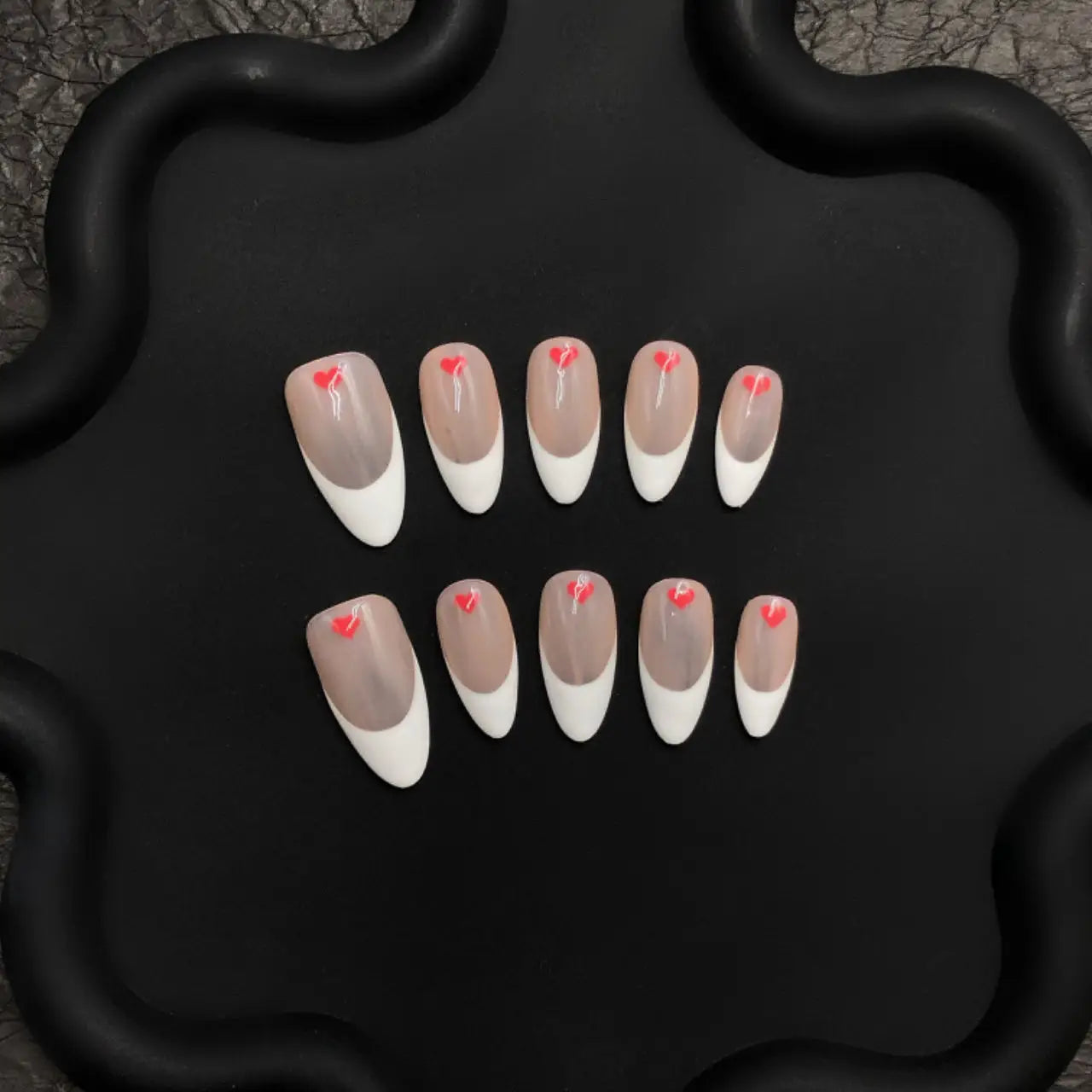 Nude French High Quality Acrylic False Nails Short Almond Press on Nails