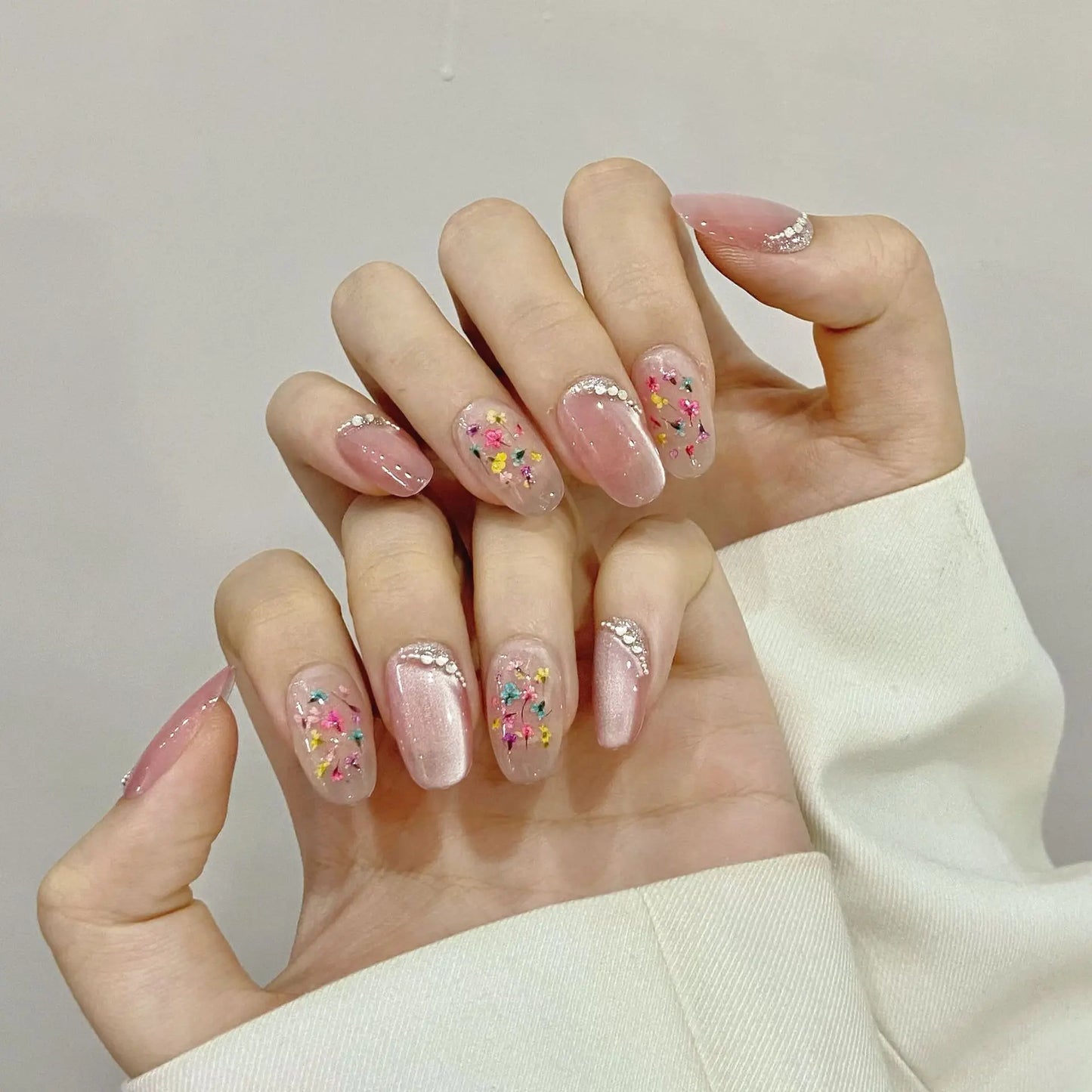 New Fashion Press-On Nails Ballerina Medium Coffin Butterfly Design ABS Acrylic Artificial Fingernails