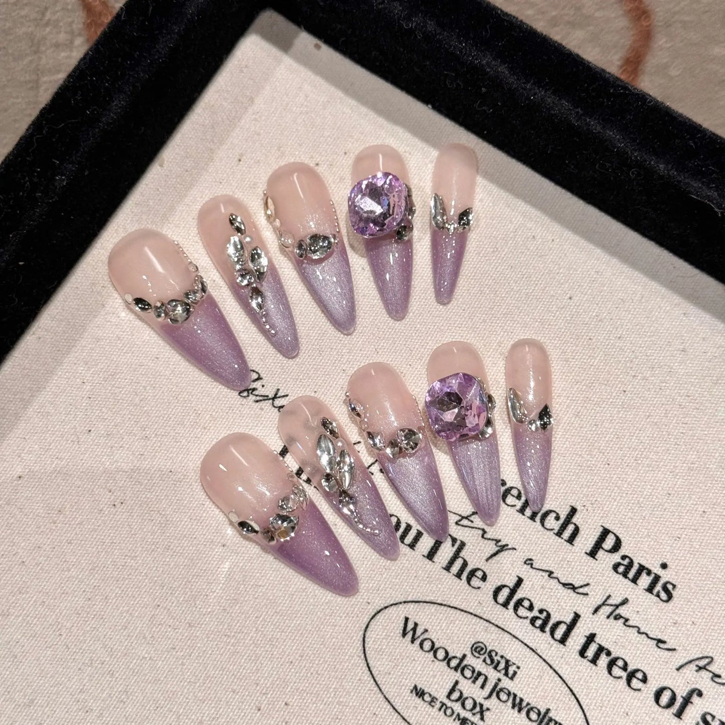 Latest High Quality Stick on Nails Glitter Luxury Ballerina French Press on Nails Acrylic ABS Gel Artificial Nails