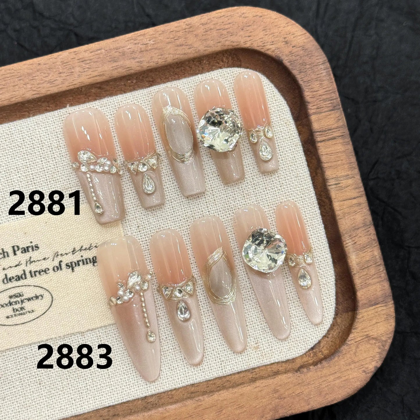 Puntas de uñas de presión larga con diamantes de imitación grandes de alta calidad, adornos para uñas de gel acrílico hechos a mano, personalizados