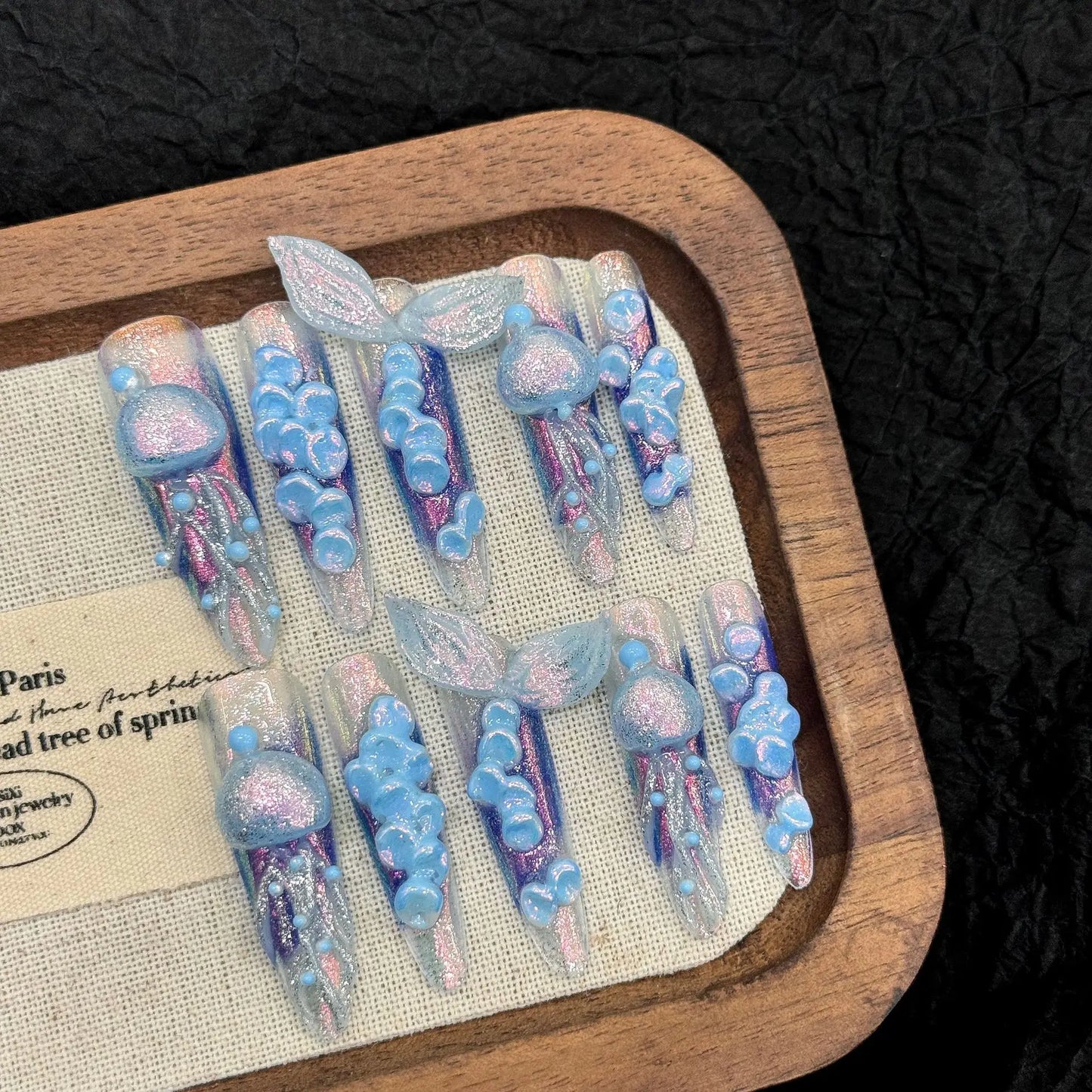 Arte de uñas de sirena medusa 3D pintado a mano de moda con una atmósfera fresca y un uso duradero.