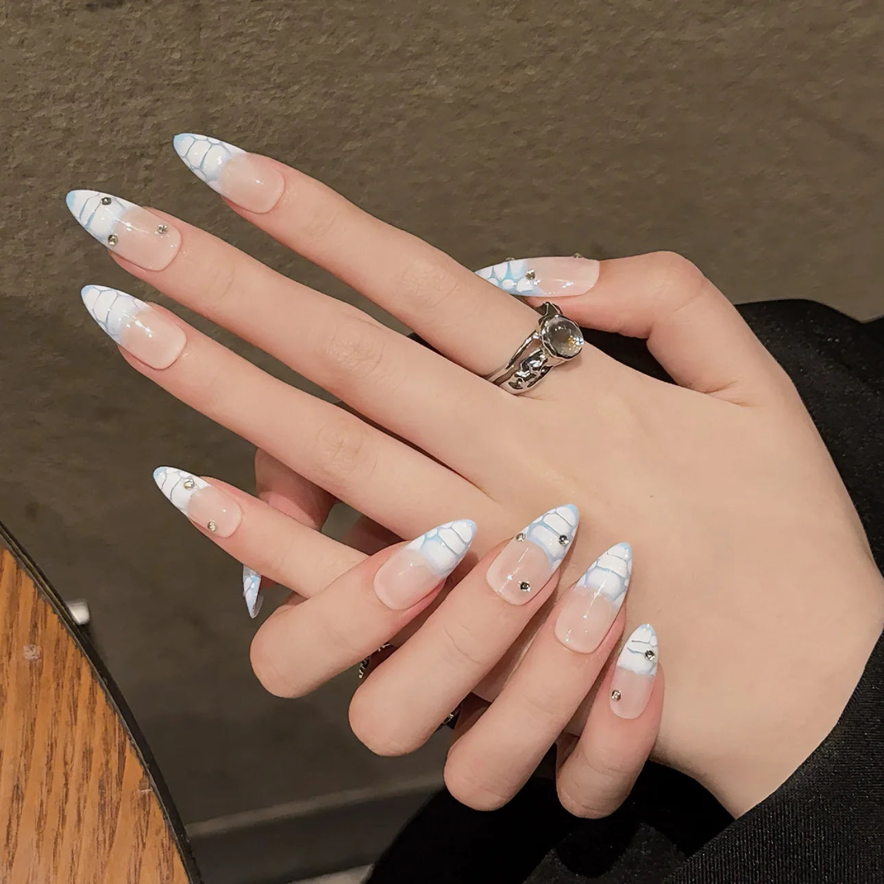 Full Cover ABS Stick on Nails Sexy Reusable Detachable Press on Nails Tips Art Fingernails