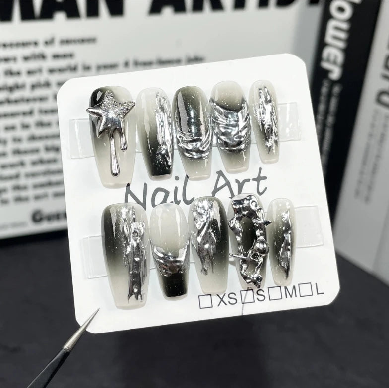 Pegatinas de uñas desmontables de estilo oscuro y resistente para aplicar en los dedos