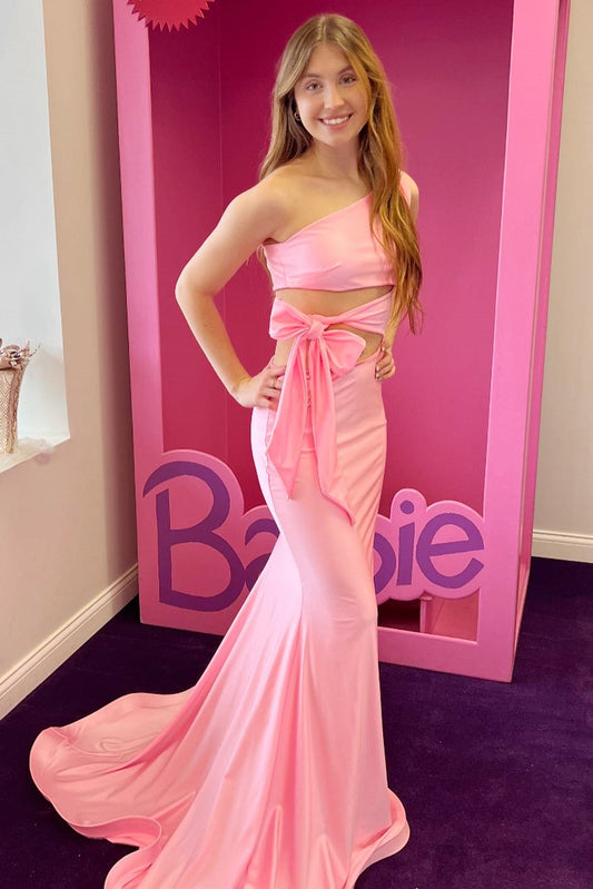 Vestido de fiesta largo de corte trompeta con un solo hombro