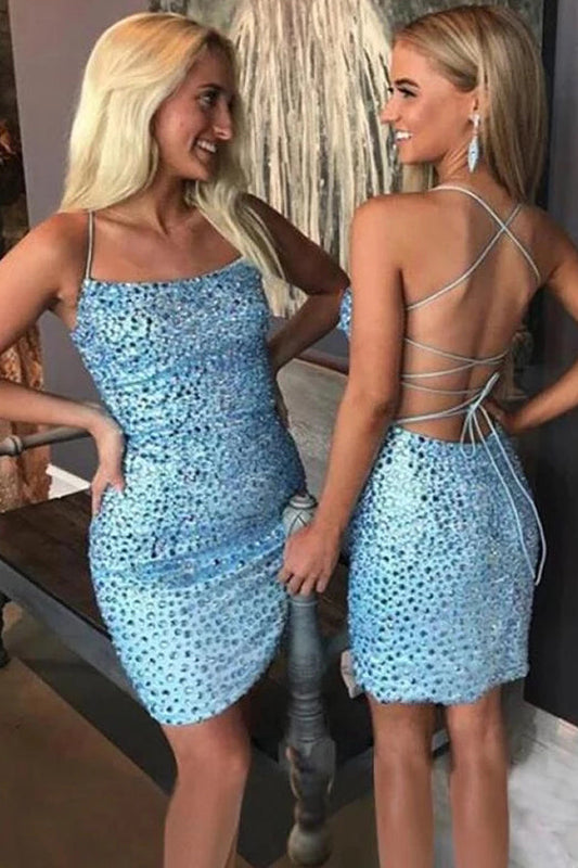 Vestidos de fiesta de sirena con encantadores tirantes finos, espalda cruzada y cuentas