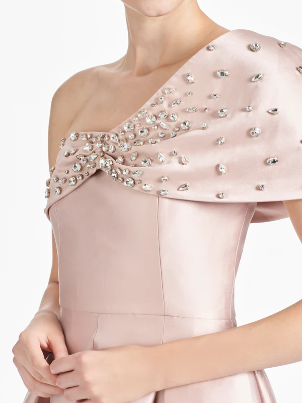 Vestidos para madre de la novia de corte A/princesa, un hombro al aire y largo hasta el suelo
