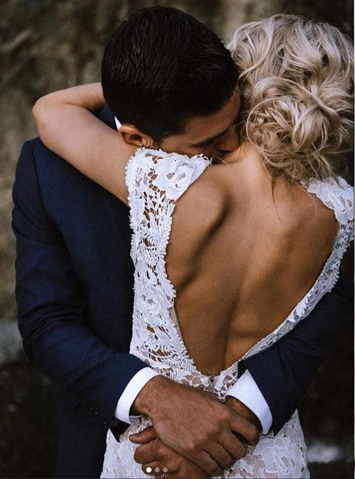 Roycebridal Charmante Meerjungfrau-Spitze Elfenbein Flügelärmel Brautkleider, Brautkleider