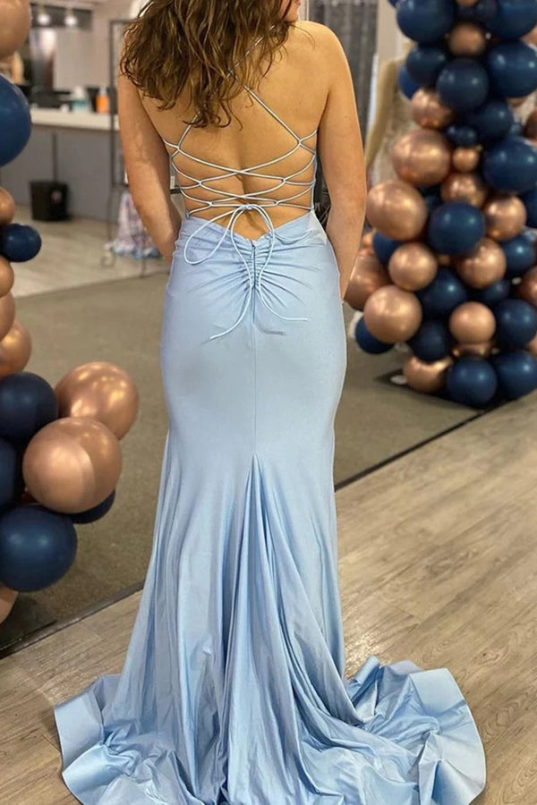 Vestido de fiesta largo naranja ajustado de sirena