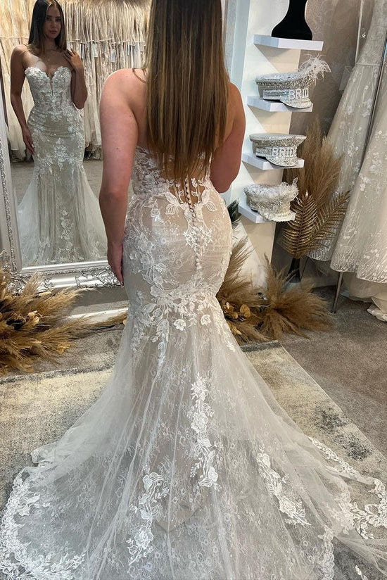 Meerjungfrau Liebsten Spitze Applikationen Elegante Brautkleider