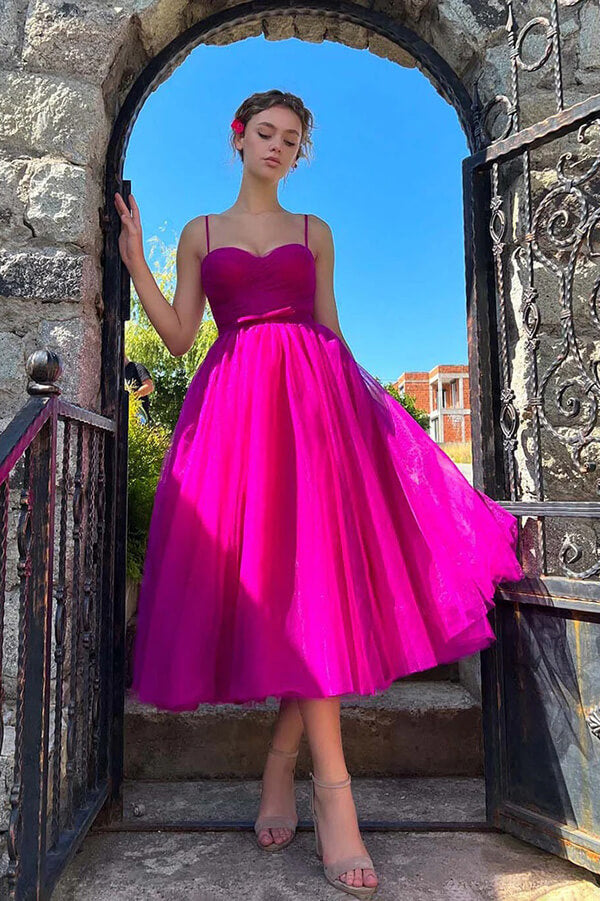 Vestidos de fiesta de organza con escote en forma de A, plisados, hasta la rodilla