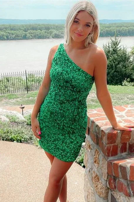 Vestido de fiesta con lentejuelas y un solo hombro
