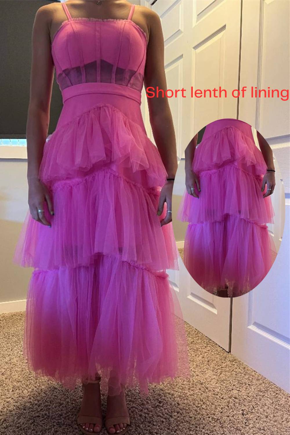 Vestido de fiesta de tul escalonado rosa intenso de princesa Roycebridal