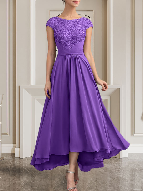 Vestido de gasa con encaje y lentejuelas para madre de la novia, corte A, largo hasta el suelo