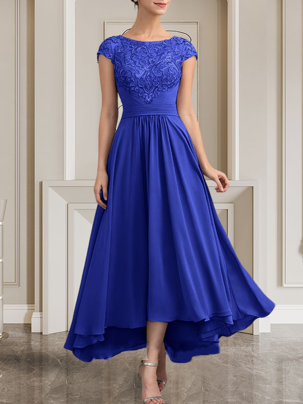 Vestido de gasa con encaje y lentejuelas para madre de la novia, corte A, largo hasta el suelo