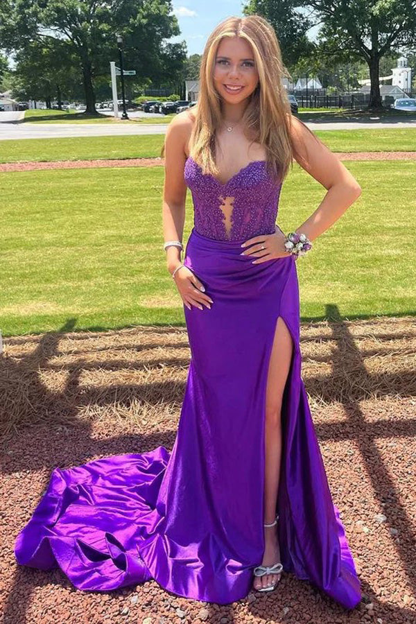 Royal Blue Strapless Mermaid Prom Dresses Evening Dresses