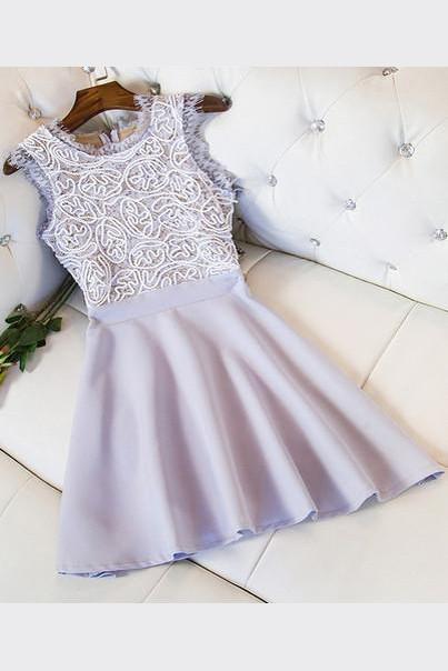 Black Simple Scoop Stain Short Prom Dress, Cheap Homecoming Dress, Party Dress
