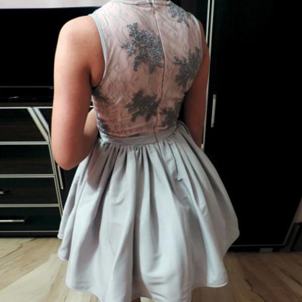 Light Lavender Deep V Neck Appliques Cheap Homecoming Dress, Party Dresses