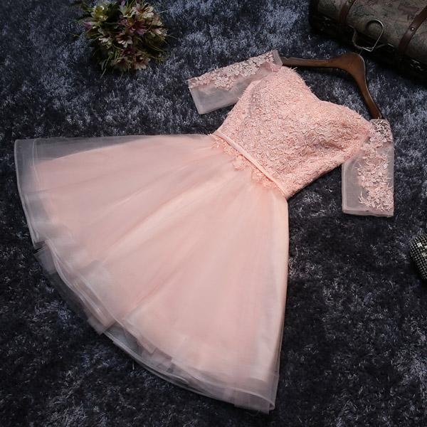 Lindos vestidos de fiesta de tul con encaje en forma de A para el regreso a casa, vestidos de fiesta cortos en línea