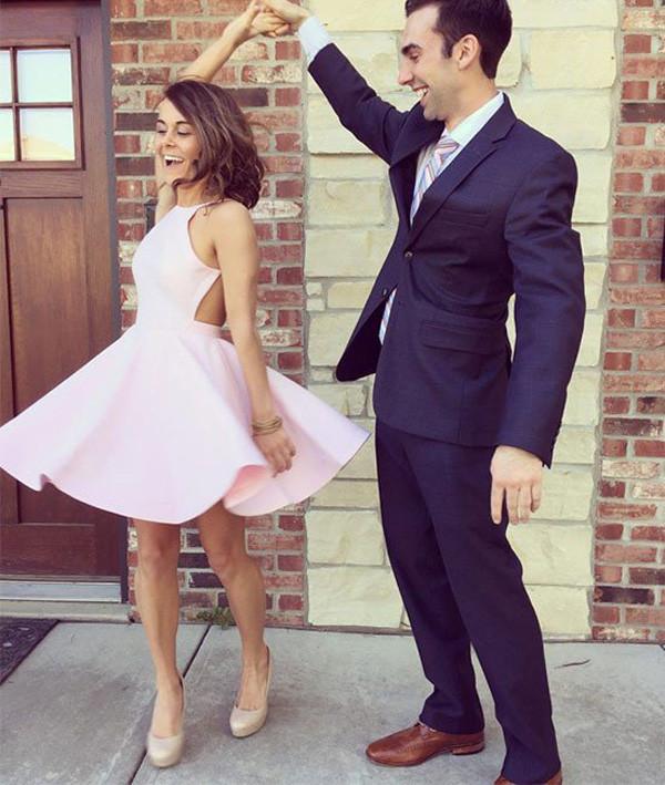 Simple Satin Pink Homecoming Dress, Cute Graduation Dress for Girls