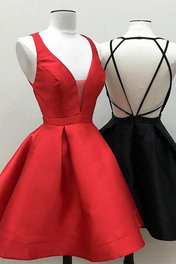 Schwarz-rotes kleines Heimkehrkleid, günstige kurze Ballkleider, Partykleid