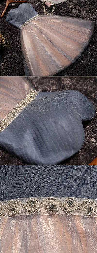 Schlichte A-Linien-Heimkehrkleider aus Tüll, günstige kurze Ballkleider für Mädchen