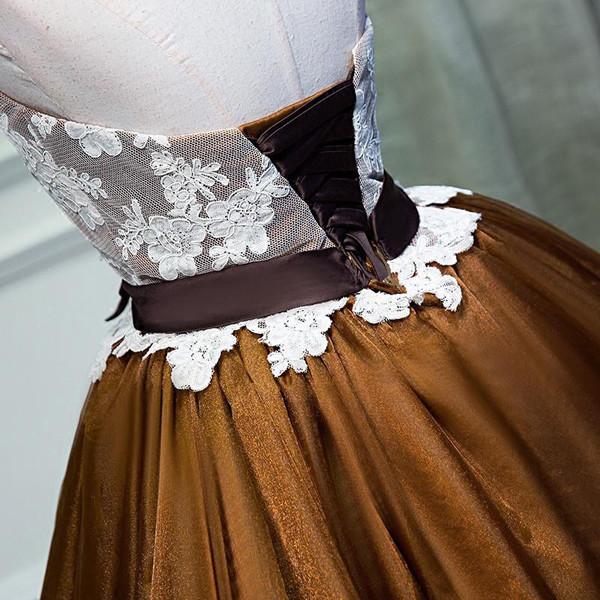 Lace Tulle Lace Up Back Bowknot Short Prom Dress, Cheap Homecoming Dress