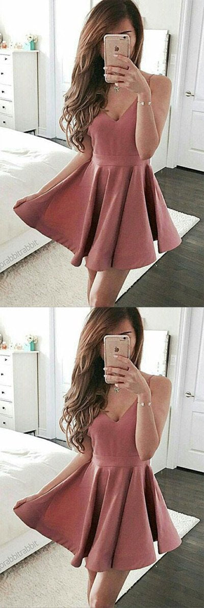 Cute Blush Pink A line Homecoming Dress, Party Dresses, Short Prom Dress
