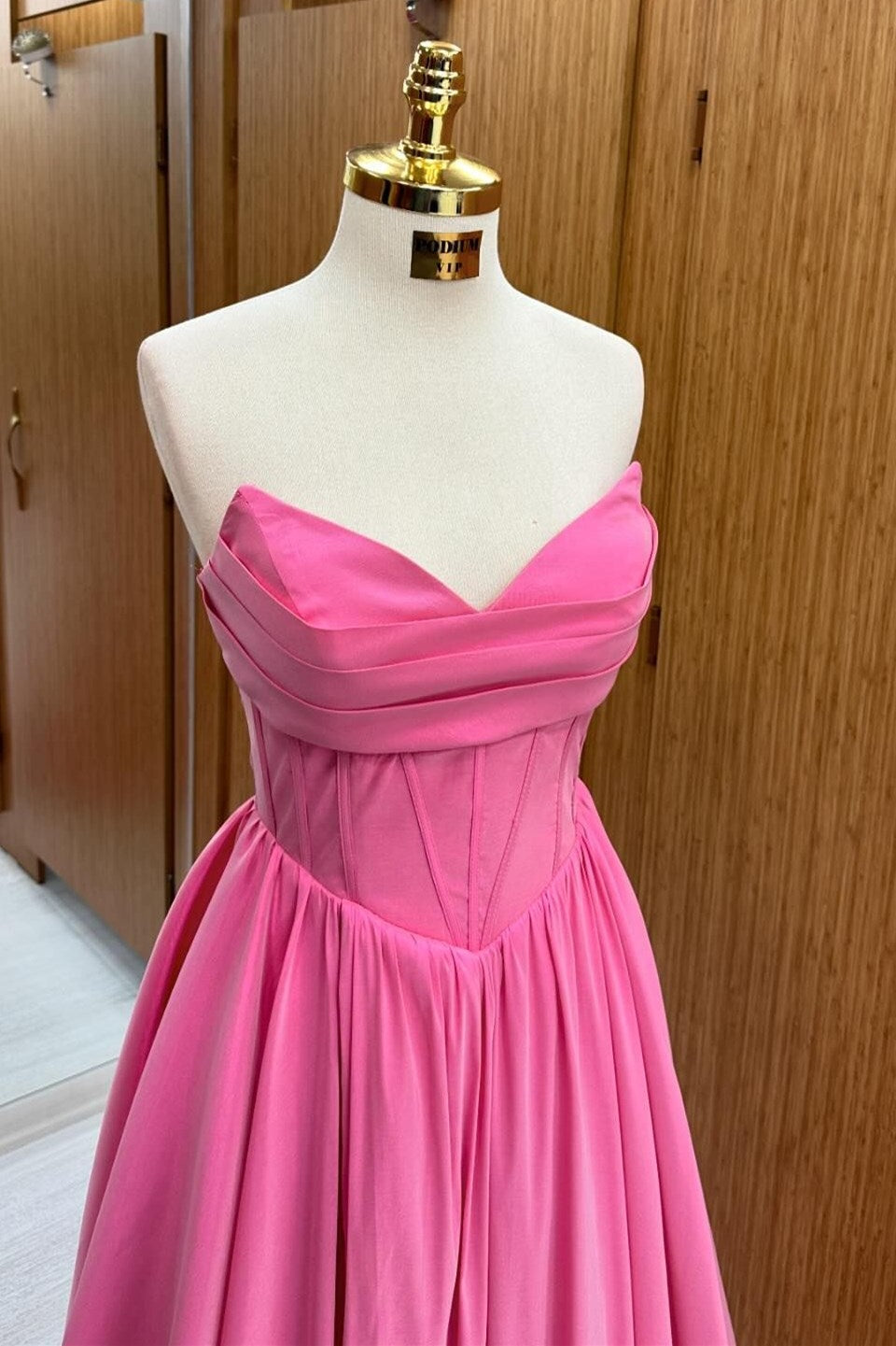 Strapless Lace-Up A-Line Long Formal Dress