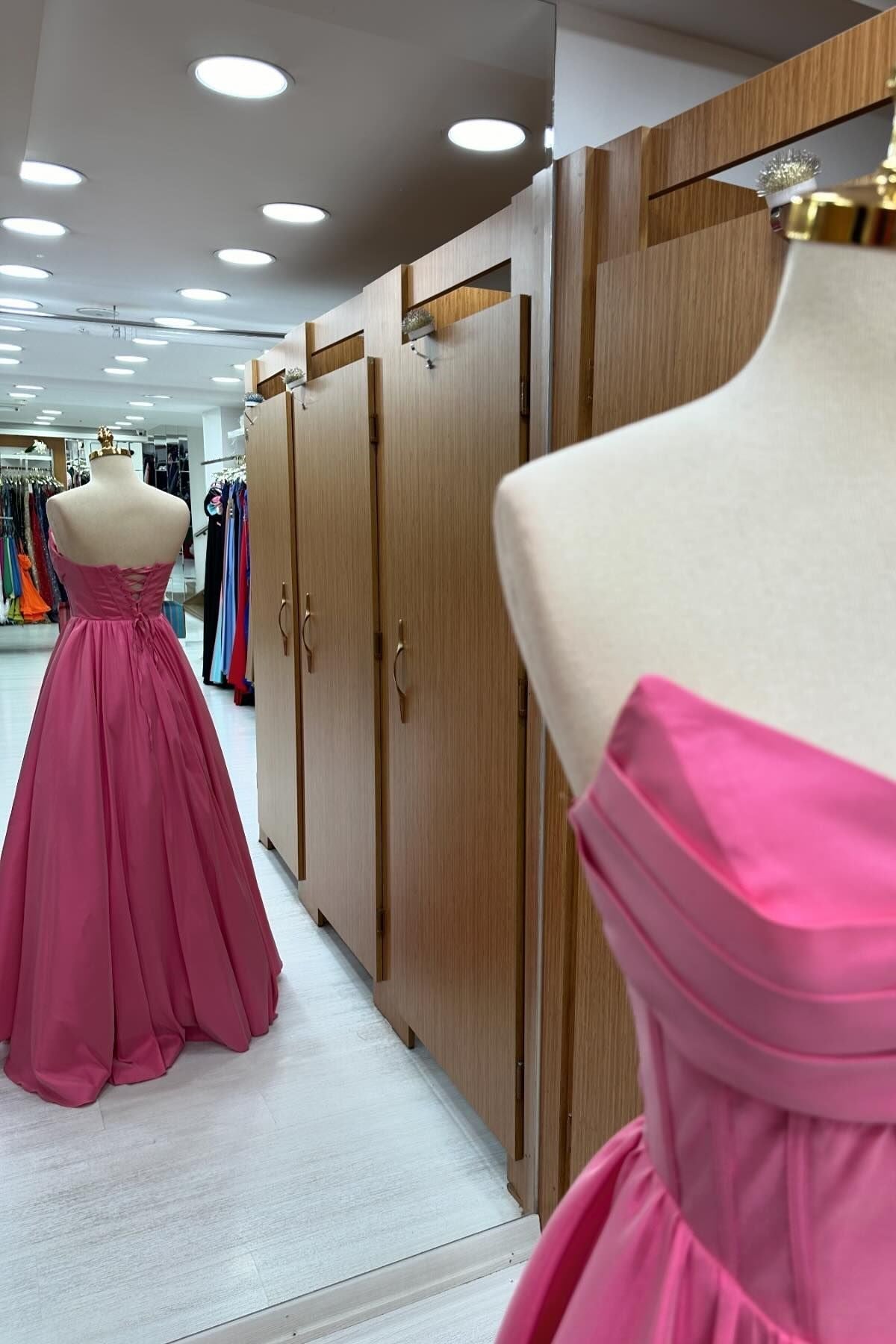 Strapless Lace-Up A-Line Long Formal Dress