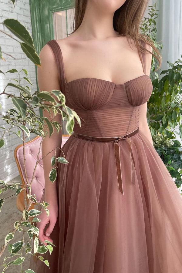Einfaches A-Linie Teelänge Tüll Kurzes Ballkleid Homecoming Kleid