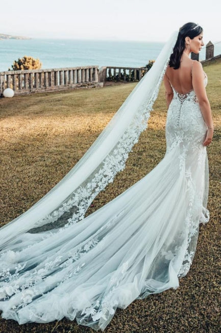 Ärmelloses V-Ausschnitt Tüll Bodenlanges Brautkleid Spitze