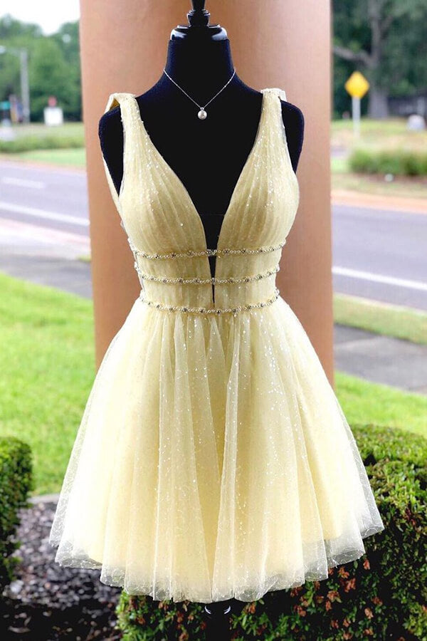 Sparkle Sky Blue Backless Beaded Homecoming Dresses, Graduation Dress