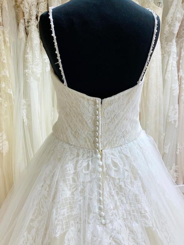 Tüll Spitze Spaghettiträger Applizierte Ballkleid Brautkleider