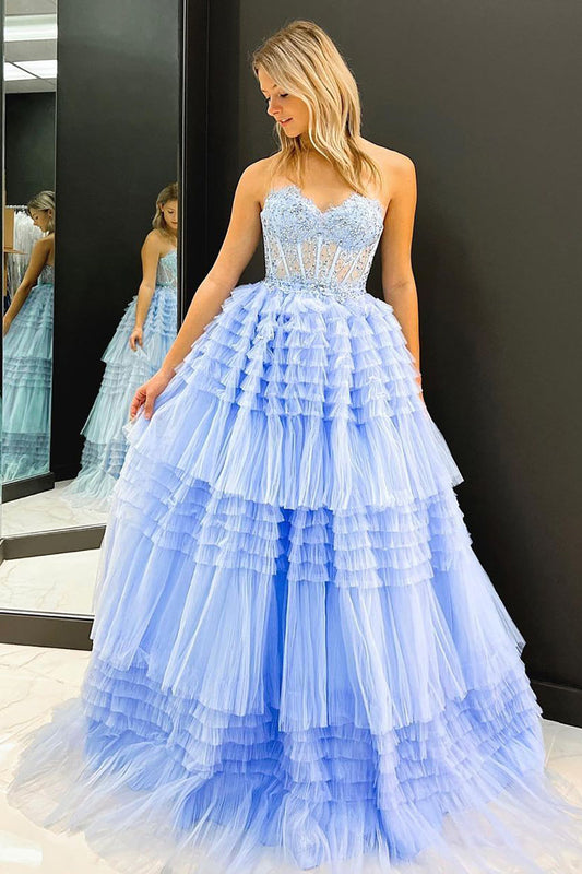 Roycebridal Gracie | Langes Ballkleid aus Tüll in A-Linie mit Herzausschnitt und Rüschen