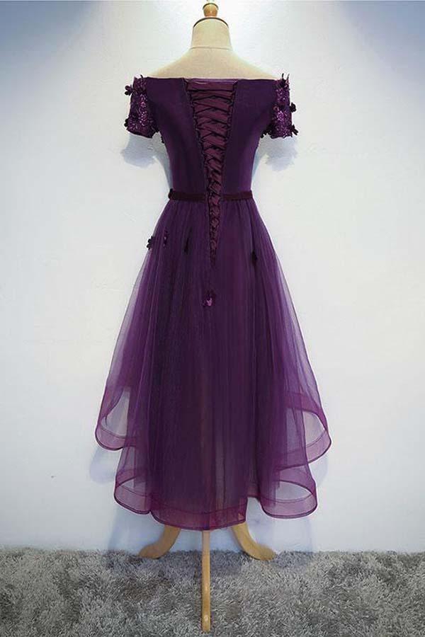 A-Linie Süßes Lila High Low Ballkleid Lila Homecoming Kleid