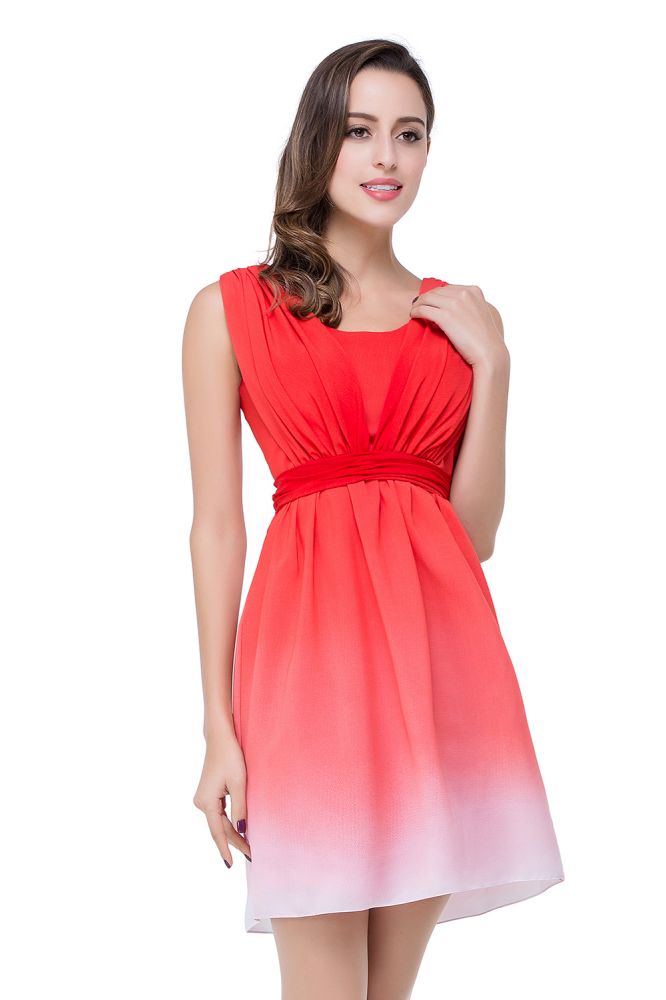 A-Linie Juwelenrotes Brautjungfernkleid