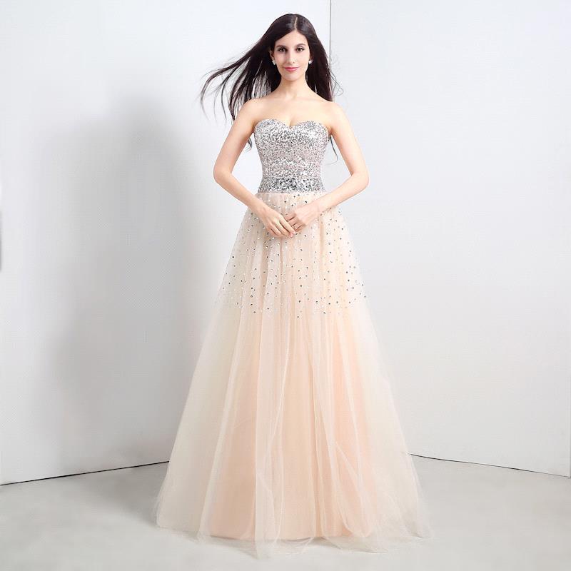 A-line Strapless Tulle Party Dress With Sequined