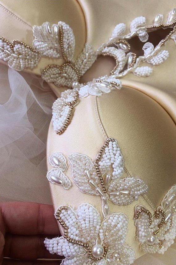 A-Linie Träger Bodenlang Perlenbesetztes Brautkleid Langes Ballkleid