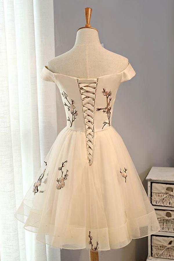 A-Linie Tüll Kurzes Ballkleid Homecoming-Kleid mit Stickerei